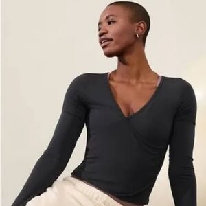 Athleta Black Faux Wrap Top